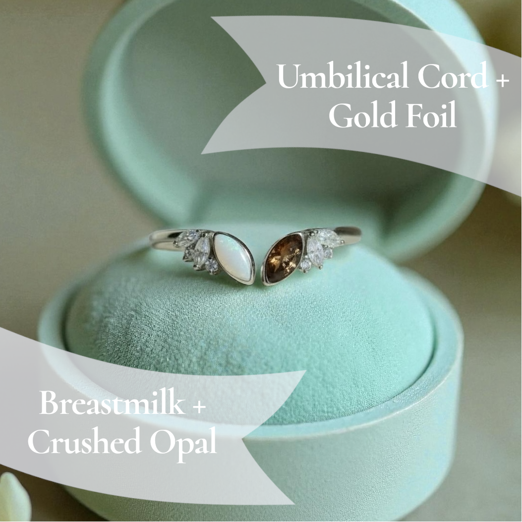 Angel Wing Keepsake Ring (Lock of Hair Example)