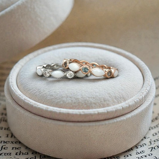 Marquise Keepsake Ring (Solid Gold + Cubic Zirconia Stones)