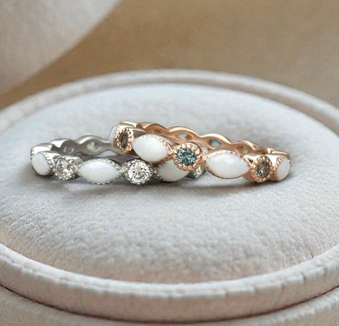 Marquise Keepsake Ring (Solid Gold + Cubic Zirconia Stones)