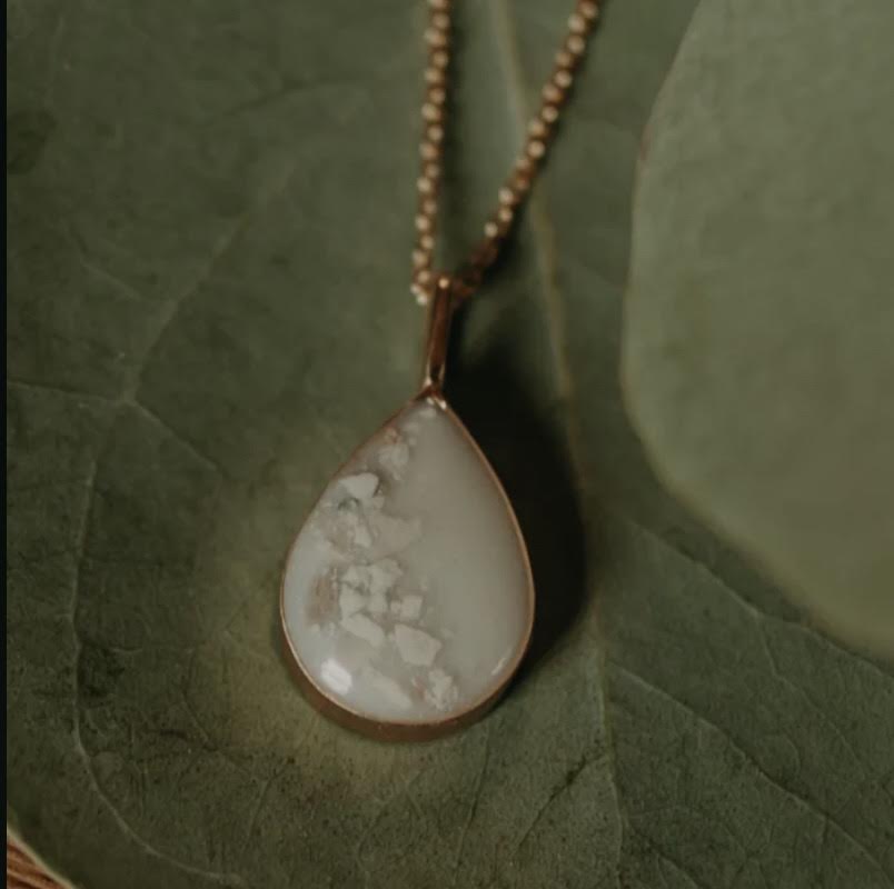 Plated Teardrop Breastmilk Necklace