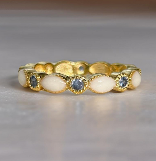 Yellow 14k Gold Plated Breastmilk Marquise Ring (+ Option of Birthstones)