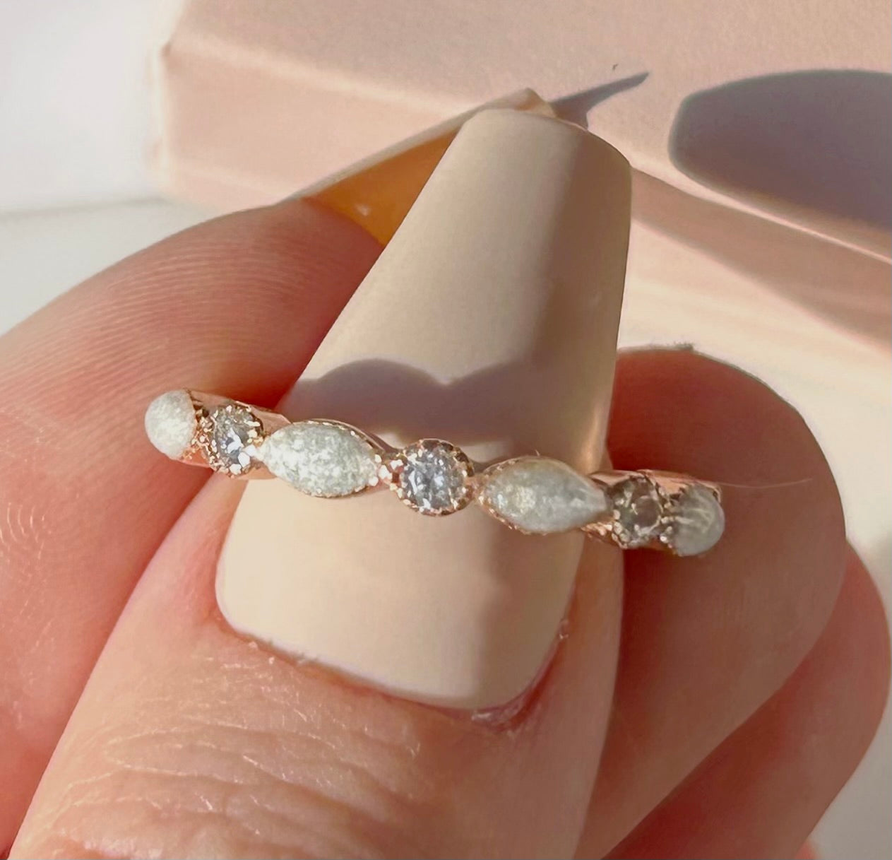 Marquise Cremation Ring + Pearl Shimmer (Option of Birthstones)