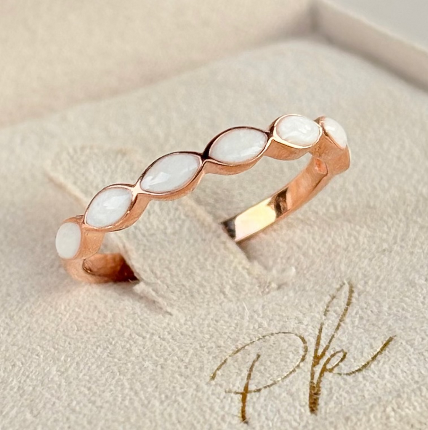 Braided Marquise Ring (Rose Band + Plain Breastmilk Example)