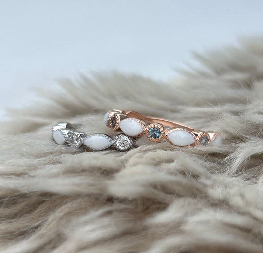 White Gold Plated Breastmilk Marquise Ring (+ Option of birthstones)