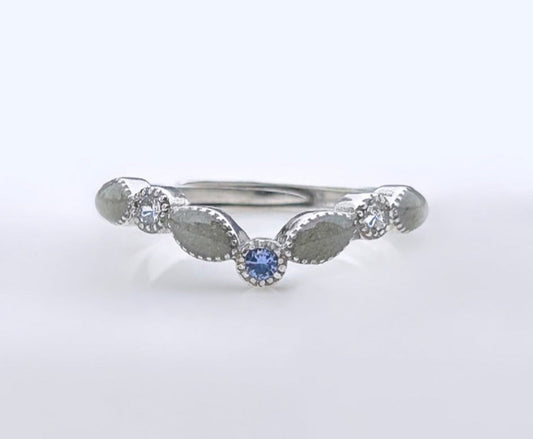 White Gold Princess Marquise Cremation Ring (Natural Colour) + Option of Birthstones