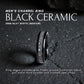 Men's Channel Ring - Black Ceramic (Cremation Ashes, Dark Resin + Opal)