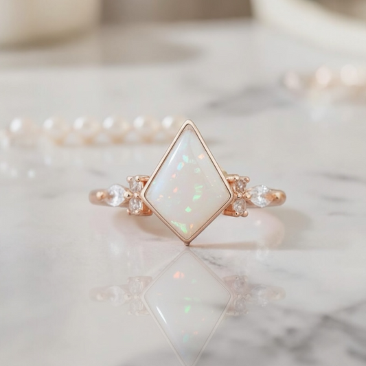 Kite-Cut Ring -- Breastmilk + Opal Example