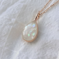 Teardrop Plated Pendant Necklace — (Breastmilk + Opal Example)