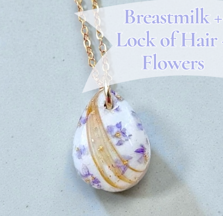 Teardrop Pendant Necklace (Solid Resin + Lock of Hair + Other Keepsakes)