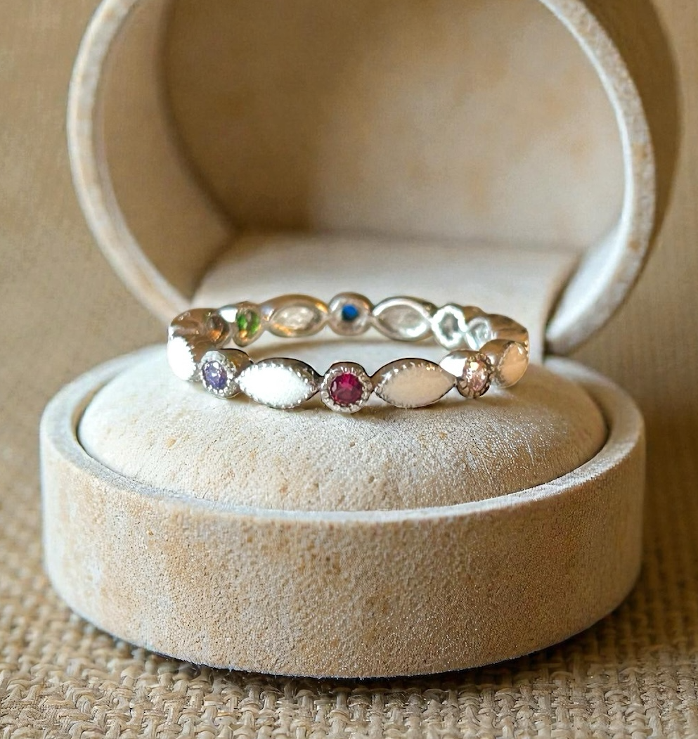 Marquise Keepsake Ring (Solid Gold + Genuine Birthstones)
