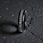 Men's Channel Ring - Black Ceramic (Cremation Ashes, Dark Resin + Opal)