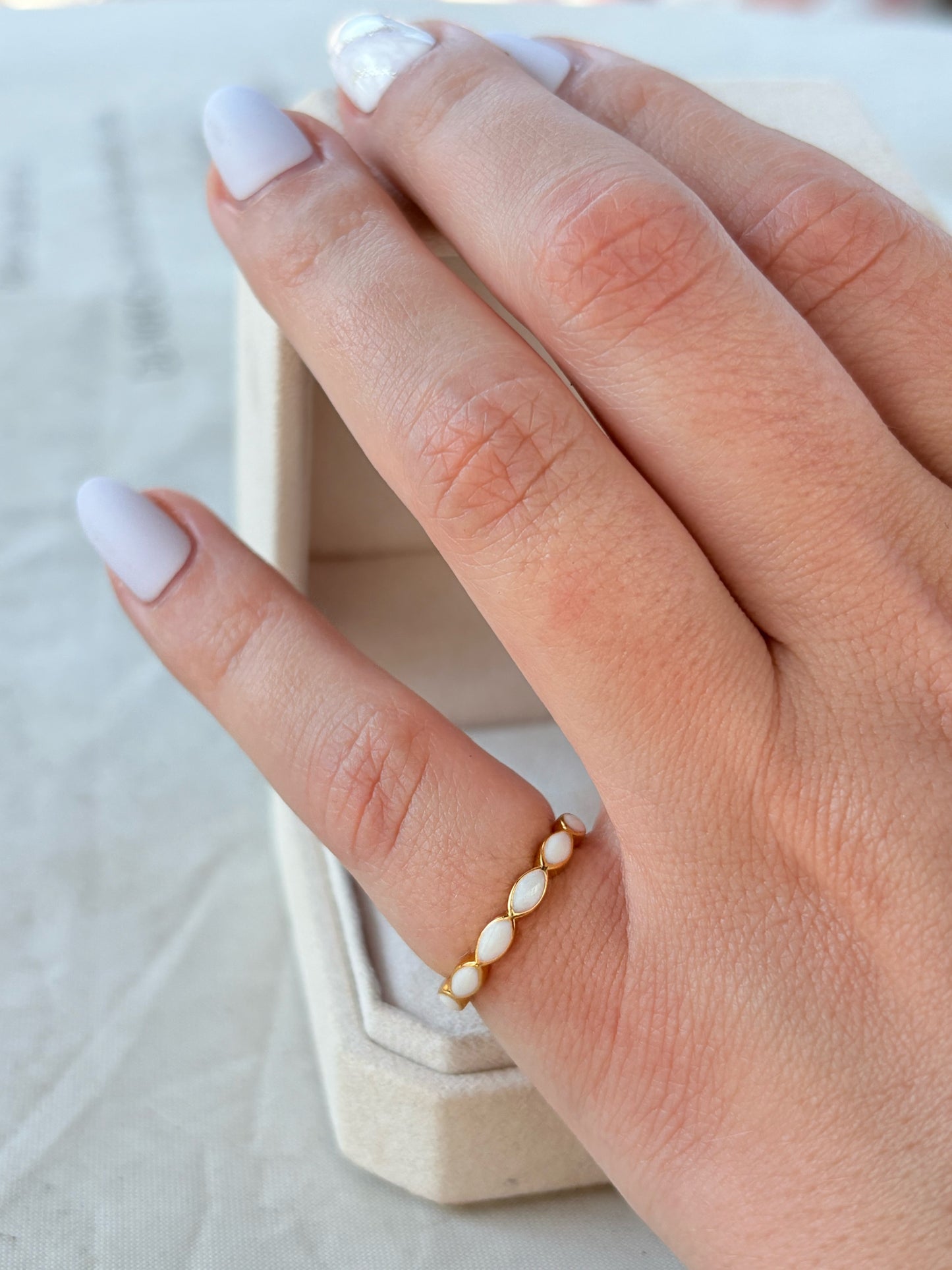 Braided Marquise Ring (Yellow Band + Breastmilk + Pearl Example)
