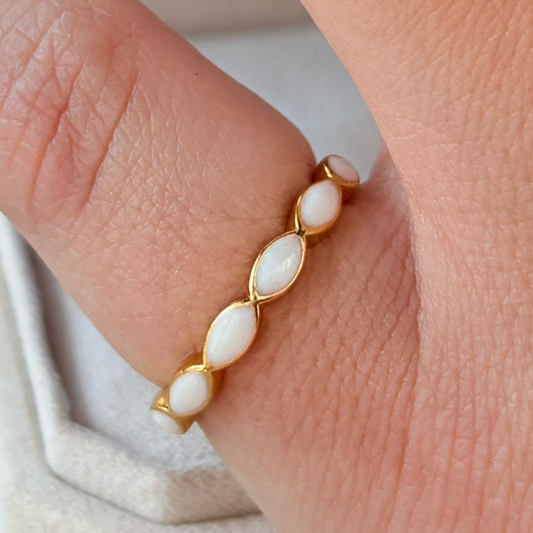Braided Marquise Ring (Yellow Band + Breastmilk + Pearl Example)