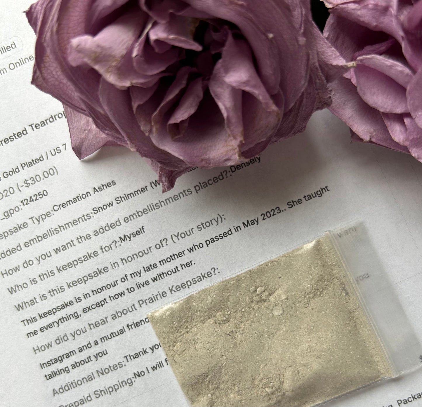 Simple Circle Cremation Ring (+ Funeral Flowers Example)