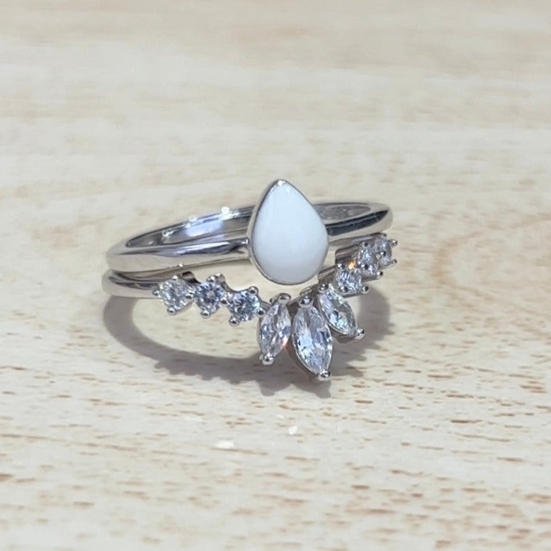 Teardrop Breastmilk Ring + Stacker Ring